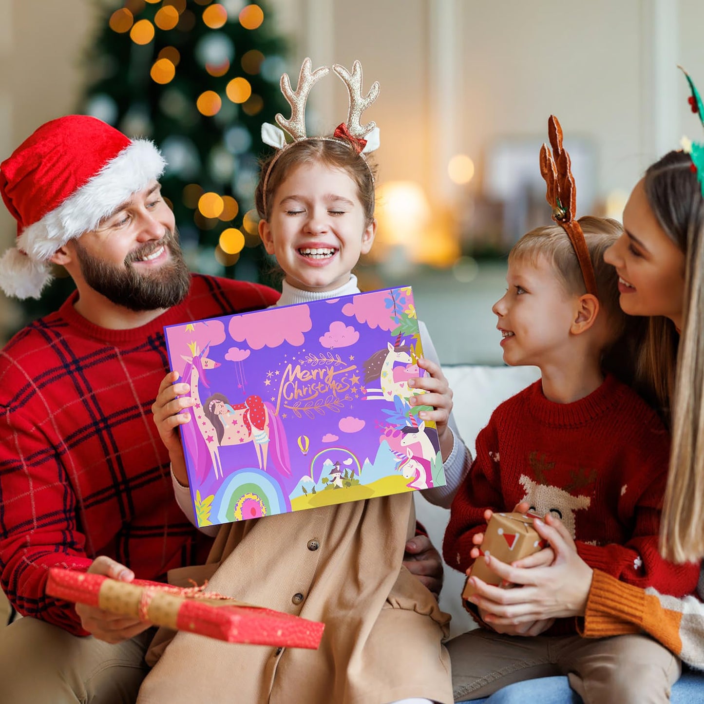 Advent calendar 2025 for girls, Christmas countdown calendar 24 days Christmas countdown unicorn gifts for kids, girls, including hair accessories, hair clips, bracelets, wallet