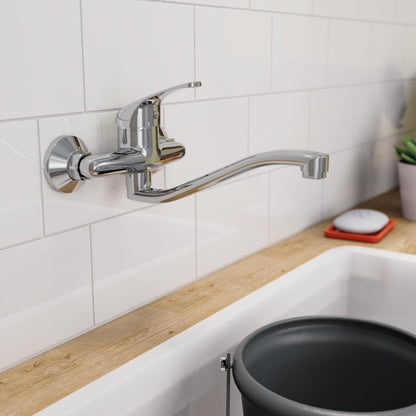 EISL 161EUROPE EUROPE Wall-mounted faucet Chrome, Wall-mounted sink faucet 360°, perfect for double sinks, Wall-mounted faucet, Wall-mounted faucet for kitchen/utility sink, Wall-mounted mixer tap.