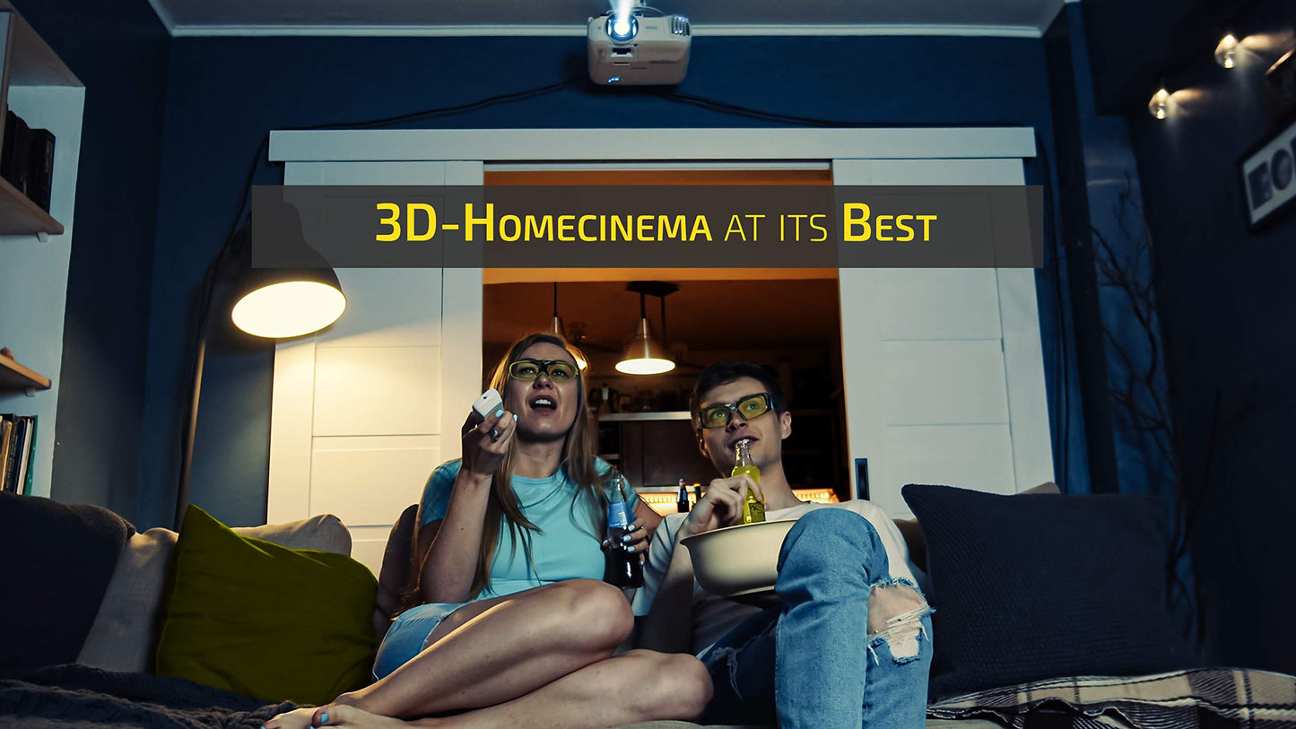 2X Hi-Shock DLP Pro 7G Black Diamond | DLP Link 3D glasses for all DLP 3D projectors | Compatible with Optoma, Ace, Benq, Vivitec, Viewsonic, LG [Latest Gen. | Shutter glasses | 96-144 Hz | 39g | Rechargeable battery]