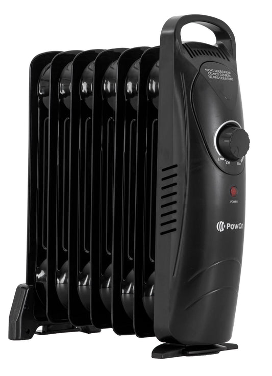 600W Oil Radiator by PowOn with 7 fins - 30x14x38 Electric Heater, Energy-efficient. Great for saving energy, this electric oil radiator offers effective heating for your space.