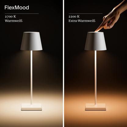SIGOR Nuindie - Dimmable LED battery-powered table lamp for indoor & outdoor use, IP54 splash-proof, 38 cm in height, rechargeable with Easy Connect, 12 h runtime, plum blue