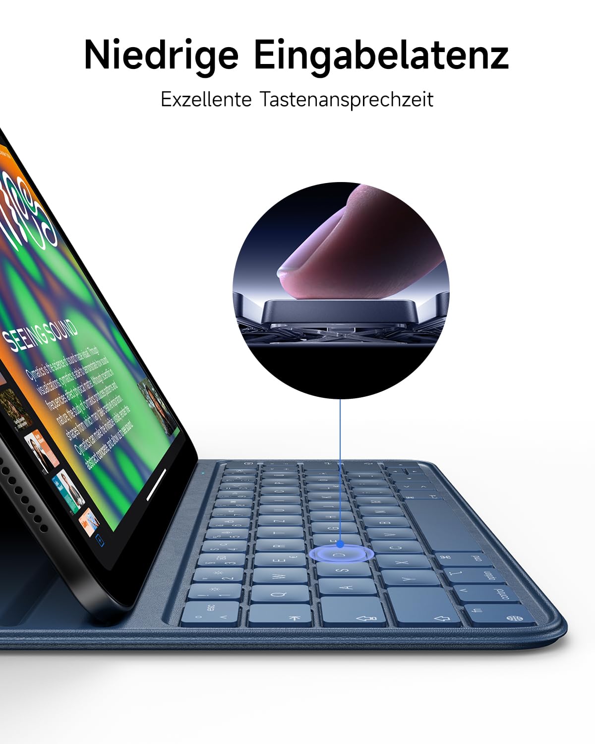 HOU Folio Keyboard for iPad Pro 11 (2018-2022), Air 11 inch (M3/M2, 2025/2024), Air 5/4 Generation, Slim Skin Feel - Case, Adjustable Angle, QWERTZ, Black