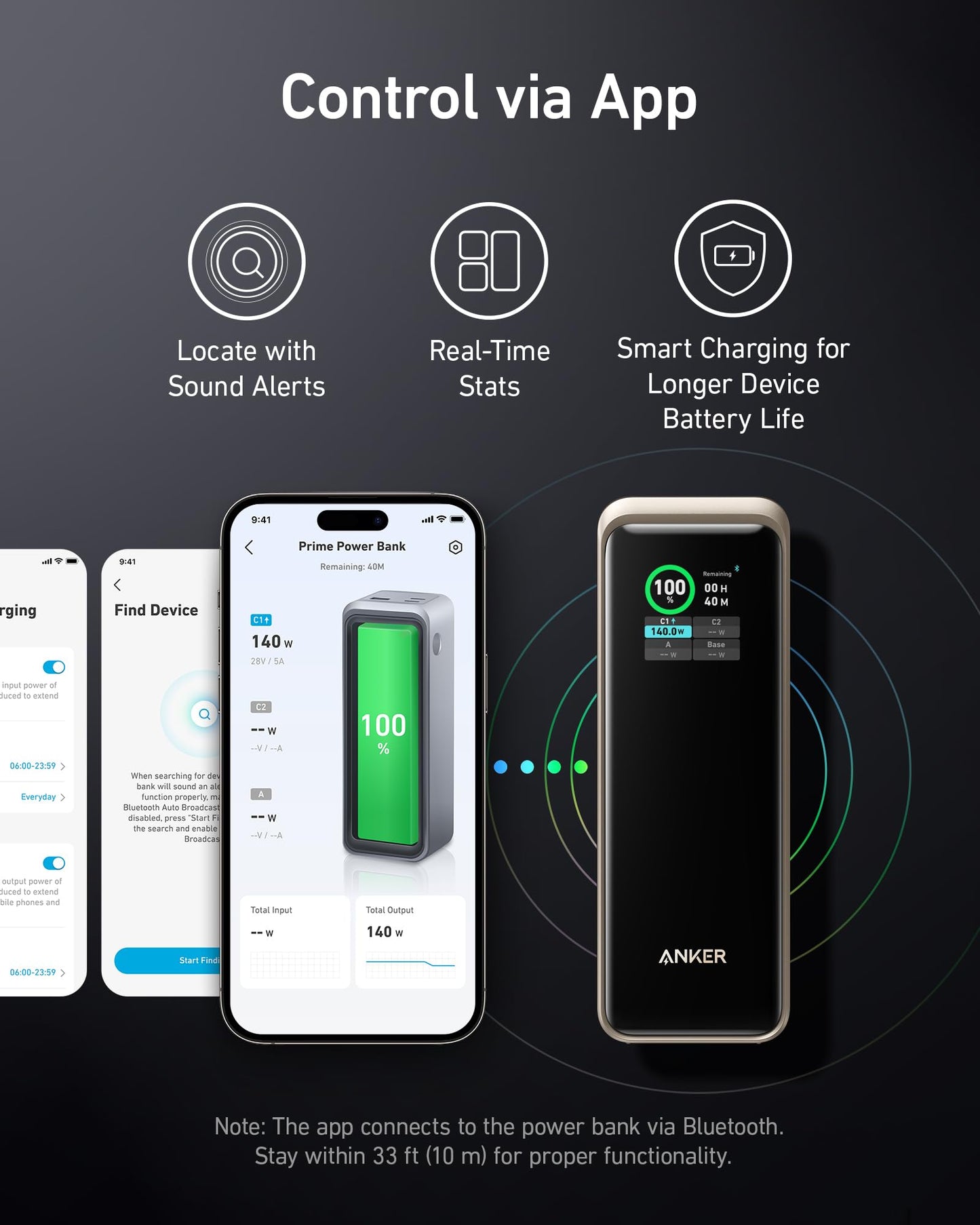 Anchor Prime Powerbank, 27.650mAh (250W) 3-Port Powerbank, With App, Compatible with MacBook Pro/Air, iPhone 15/14 Series, Galaxy, Dell, AirPods, and more (charging dock sold separately) (Gold)
