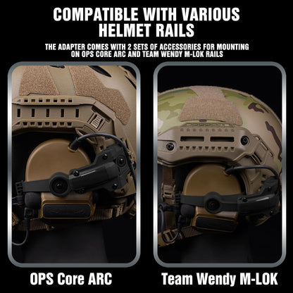 Fast Helmet ARC Rail Adapter COMTAC3 Tactical Pickup Headset Suspension Headphones Bracket with Multi-Angle Rotation for OPS Core ARC & Team Wendy Rail, Supporting Hunting Earmuffs (Black)
