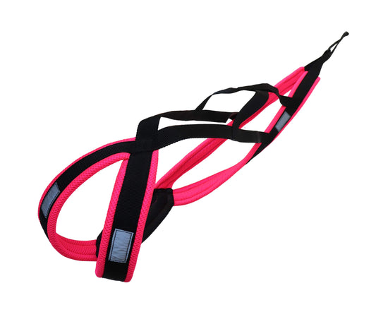 LASALINE Dog Pulling Harness X Back for Canicross Dog Sports Dogscooter Bikejoring Sledding in Black Neon Pink