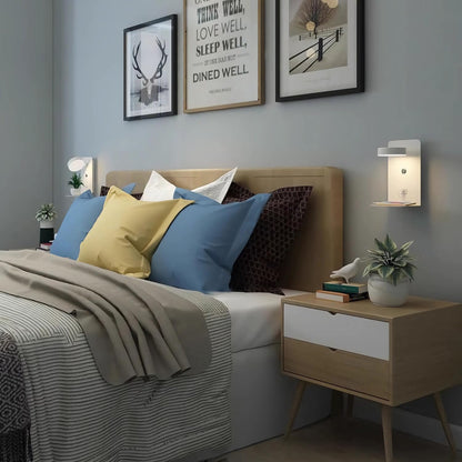 2 pieces of indoor LED wall lights with USB charging port, 12W touch dimmable wall lamp with switch & plug, 350° rotatable reading light wall mounted for bedroom bedside, living room, study hotel.