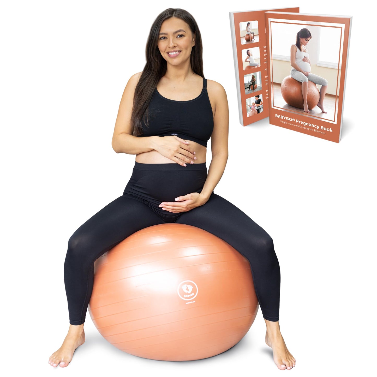 BABYGO® Pregnancy Exercise Ball | Office Pregnancy Yoga Pezzi Ball | includes Pregnancy Book for Birth & Fitness | Anti-Burst 1000 Kg (Terracotta, 75cm)