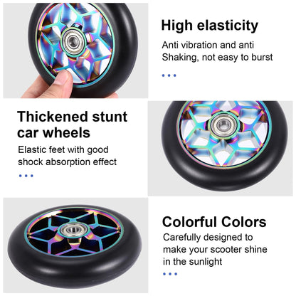 LEWITORS 2 pcs Stunt Scooter Wheels Scooter Replacement Wheels Roller Accessories 110mm Roller Pu Thick Stunt Car with Bearings for all kinds of Scooters(Black)