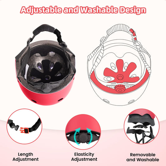 Kids helmet for boys girls 43-51cm sizes XS toddler bike helmet Micro scooter helmet children cycling helmets skateboard helmet helmet (red)