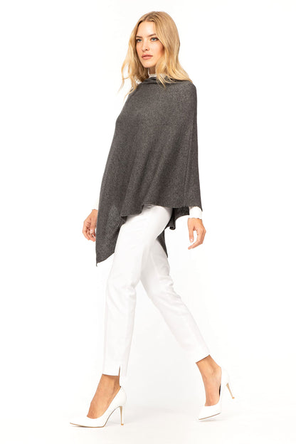Marine cashmere poncho made from a blend of cashmere for women, delicate and soft, made from cashmere (basalt).