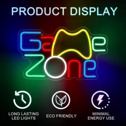 Neon light sign, game neon sign for game zone gaming. Neon sign light decoration for game room, bar, party, children's room. Perfect gift for boys.