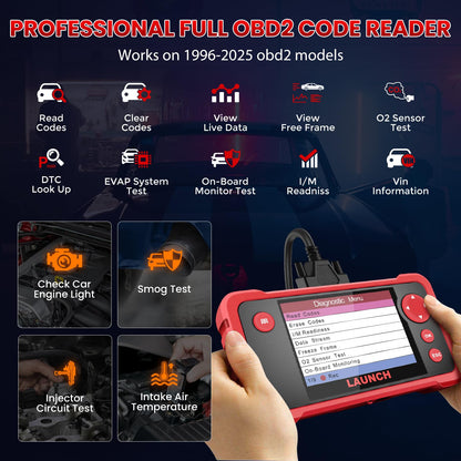 LAUNCH CRP123 V2.0 Plus All System OBDI/OBDII Scanner Diagnostic Tool, Engine/ABS/SRS/ECS/Dashboard/TPMS Code Reader for Cars, Free Updates, 2025 Model.