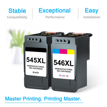 7Magic PG-545XL CL-546XL Replacement for Canon Printer Cartridges 545 546 XL Multipack Compatible for Canon Pixma TS3450 TS3451 TS3350 TS3351 TS3150 TR4550 TR4650 MG3050 MX495 MG2550s (Black, Color)