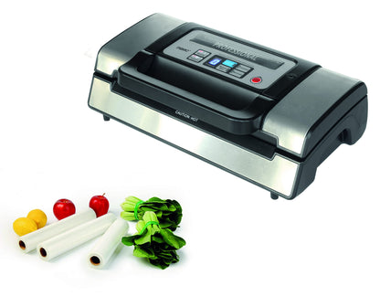 Maxxo VM Pro Professional Vacuum Sealer with double sealing seam, 20 l/min. vacuum pump, 900 mbar sealing pressure, for food vacuum sealing in stainless steel.