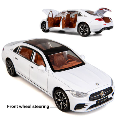 TGRCM-CZ 1/24 Benz E300 model car, made of zinc alloy, pull back toy, die-cast toy cars with sound and light, for kids, boys, girls, gift (white)