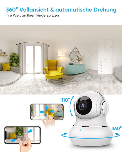 litokam Little elf surveillance camera, 2K baby monitor, WiFi IP camera with motion detection, night vision, two-way audio, pet camera supports app control and remote alarm-2 pieces