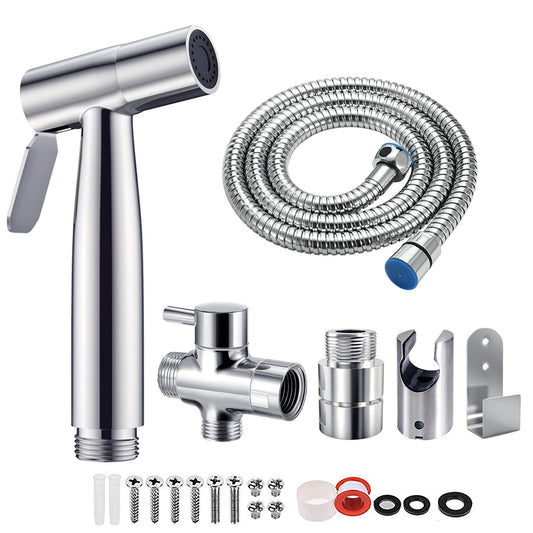 Handheld shower bidet for bidet faucets WC with G1/2" valve and a G3/8" toilet adapter Stainless steel shower head Diaper shower Pet bath