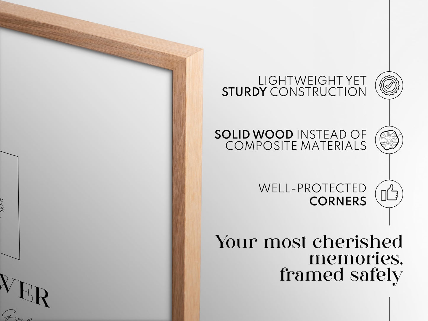 Artower picture frame for 30x40 cm | Natural oak wood | With shatterproof acrylic glass | Large photo frame | Oak Wood Picture Frame | Picture Frame Set