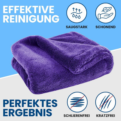 Ivality® Auto Drying Towel XXL 80x50 cm - 1800 GSM Ultra Absorbent Microfiber Towels for Car Care and Motorcycle, Lint-Free, Paint-Safe Twisted Towel Microfiber Towels - Purple
