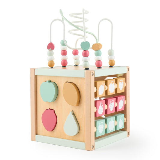 Bieco Motor Skills Cube Berry made from sustainable FSC® wood | Baby play cube | Baby Activity Center Montessori wooden toy for 1 year olds