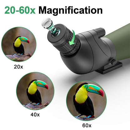 Gosky Spotting Scope Bird Watching 20-60x80 Porro Prism Scope for sports shooters - Waterproof Scope for Bird Watching Wildlife Scenery