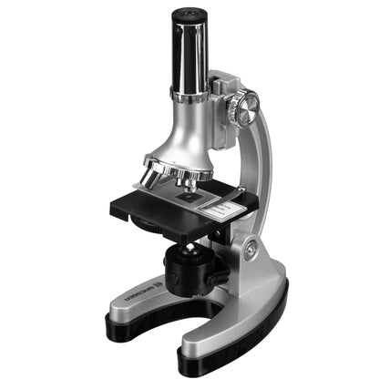 Bresser Junior beginner microscope set Biotar 300x-1200x for kids with battery-powered illumination and extensive accessory package, including carrying case