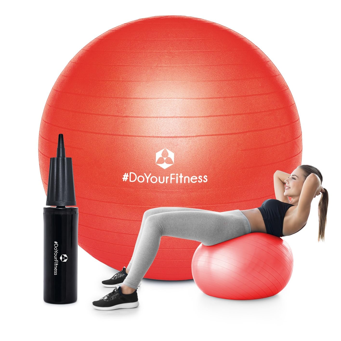 #DoYourFitness Gymnastic Ball with Ball Pump | Fitness Exercise Ball in 55cm to 85cm | Anti-Burst | Exercise Ball for Yoga, Pilates, Gym, Office & Pregnancy | Fitness Ball & Balance for Core Training