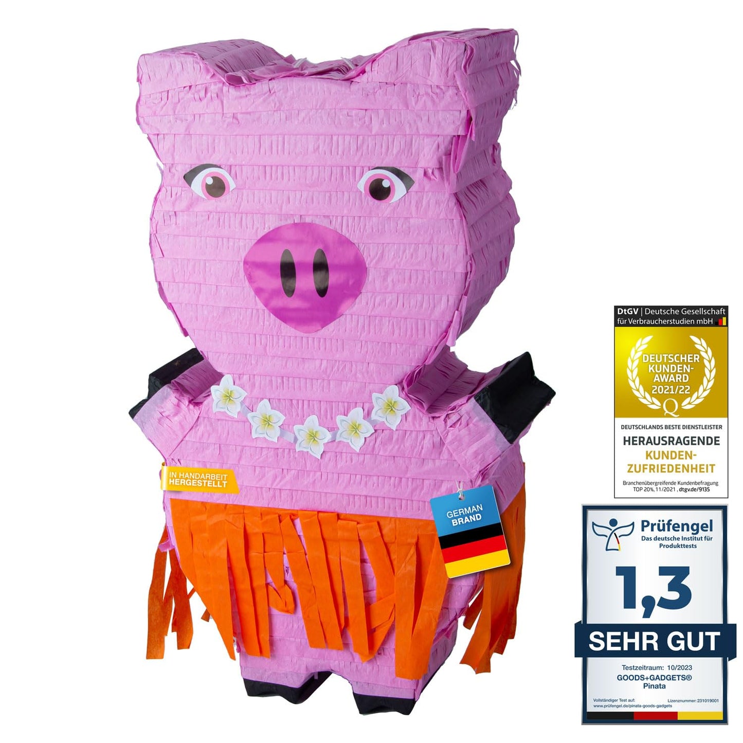 Pinata party decoration for filling with candy for kids' birthday, wedding, or party (pig).