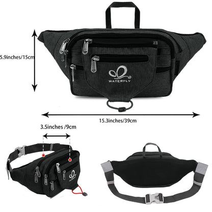 WATERFLY waist bag fanny pack for women and men, suitable for running, fitness, jogging, hiking.