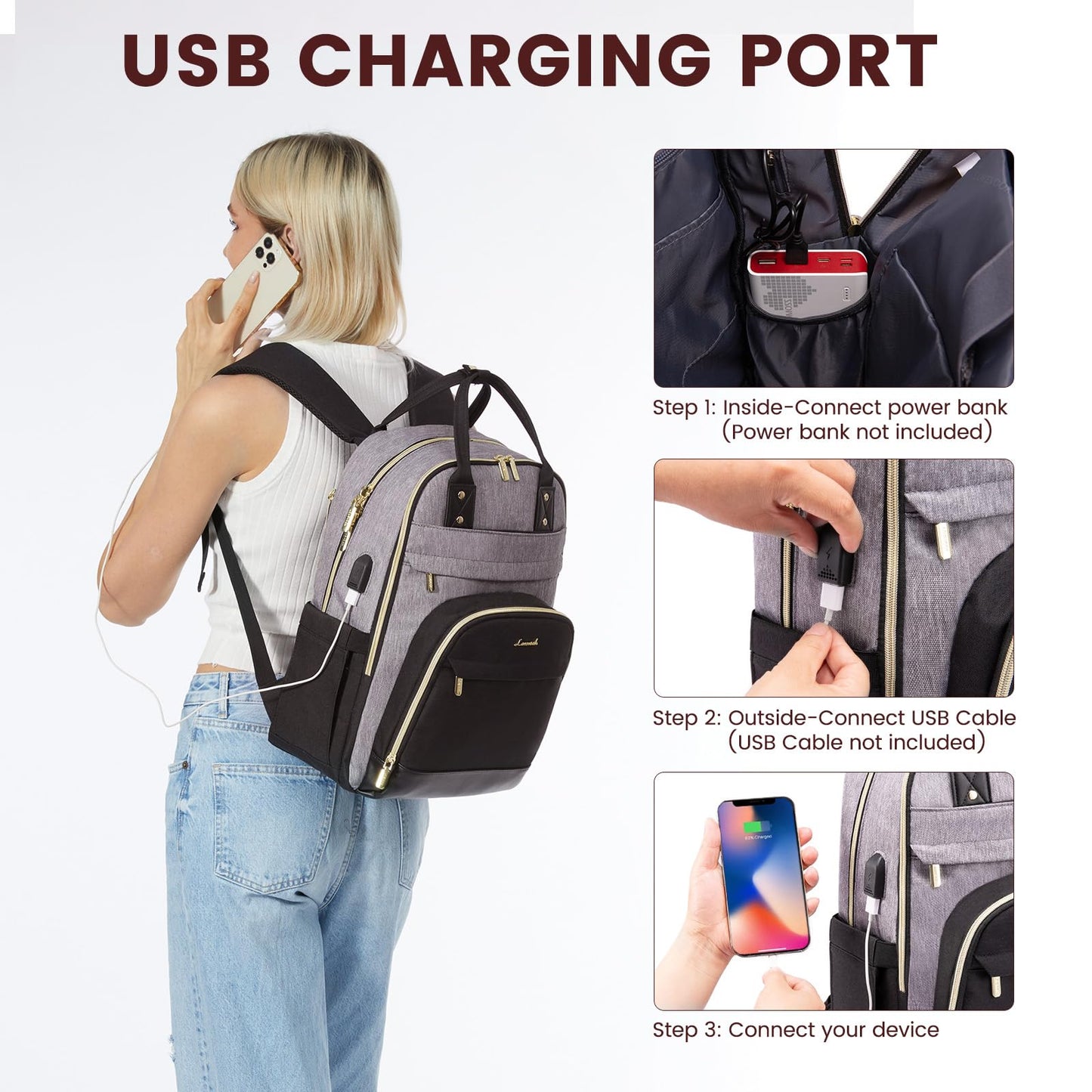 LOVEVOOK backpack for women, laptop backpack for 17 inch laptops, school backpack for girls and teenagers, waterproof school bag for boys, anti-theft school bag for school, travel, work. Lightweight.