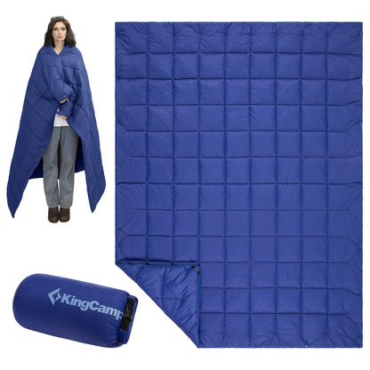 KingCamp Lightweight Camping Blanket, multifunctional and warm quilt with snap button, water-resistant, for travel, airplane, hiking, picnic.