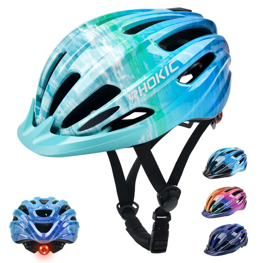 Children's bike helmet for boys 52-58CM, kids bike helmet with light, girls bike helmet kids helmet, multiple ventilation bike helmet for children 5-13 years old protective helmet.
