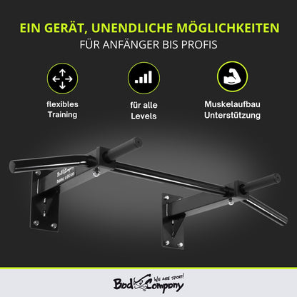 Bad Company pull-up bar wall mountable up to 350 kg load capacity - pull-up bar wall incl. instructions and mounting material - for home fitness or gym - BCA-45