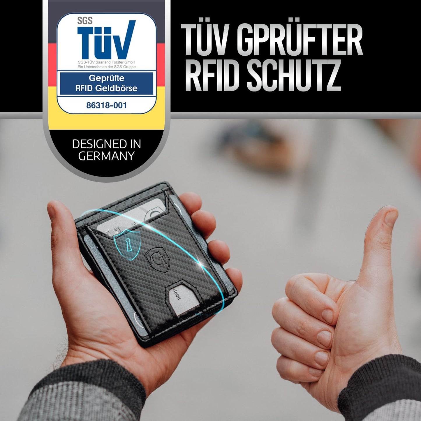 GenTo FLAPLET - Wallet with/without coin pocket - TÜV certified RFID NFC protection - Magic Wallet - Includes gift box - Smart Wallet - Purse for men/women