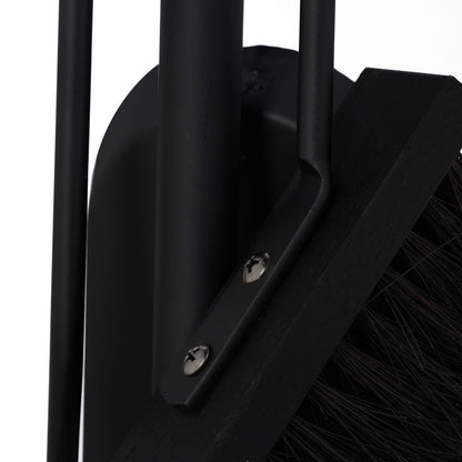 Relaxdays fireplace tool set, 4-piece fireplace equipment with shovel, broom, poker & stand, modern stove tools, black, 61 x 15 x 15 cm