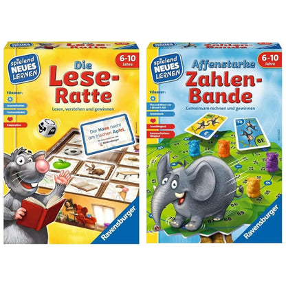 Ravensburger 24956 - The Reading Rat - Play and Learn for Kids & 24973 - Monkey Strong Number Gang - Play and Learn for Kids