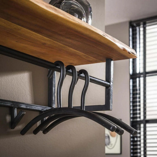 RINGO-Living wall coat rack with shelf, clothes rack hallway made of wood & metal, rustic wall shelf coat rack, wall decor industrial style, coat rack wood & metal, stylish hallway clothes rack