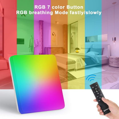 IEGLED LED ceiling light dimmable RGB color changing, 24W 2400LM LED ceiling lamp dimmable with remote control, LED bulb RGB, IP54 bathroom light living room light children's room light hallway light 28x28x4.8cm