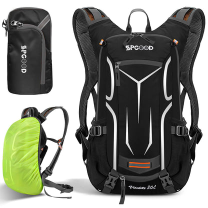 SPGOOD Cycling Backpack 20L/25L/30L (9 colors) - Waterproof Ultralight - for Women & Men Multifunctional - with Rain Cover/Helmet Cover Backpacks MTB Mountain Bike (Gray Black, 20L)