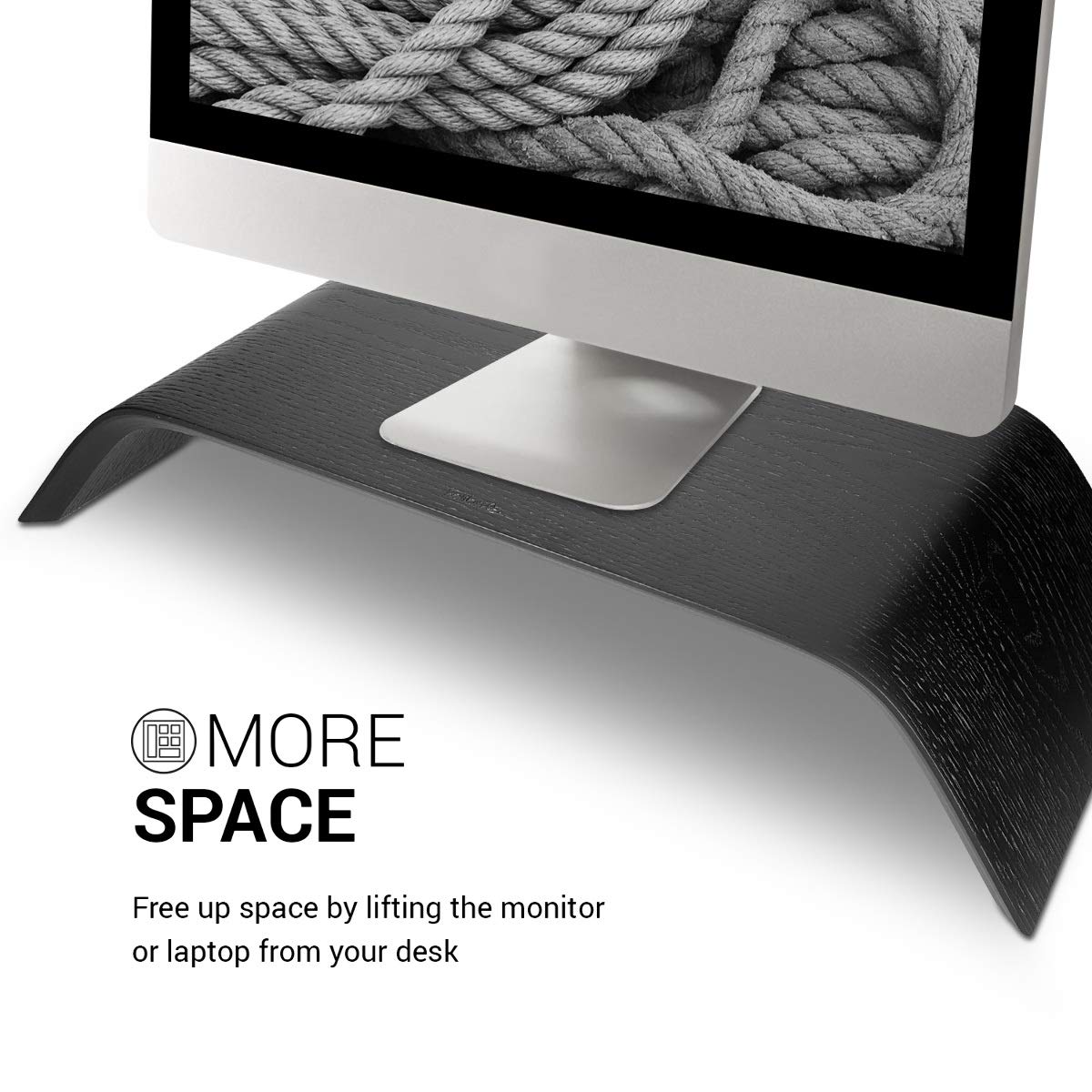 Calibrate screen wood stand TV stand - computer desk desktop monitor stand bench - oak wood desk riser in black