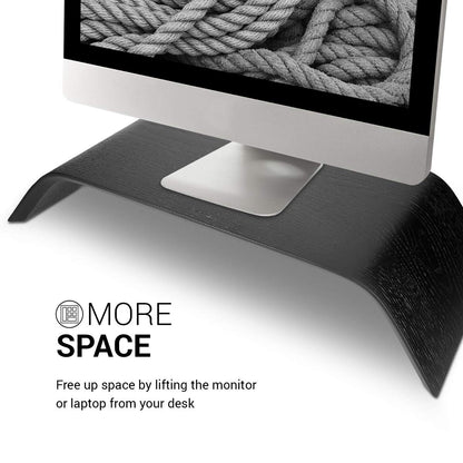 Calibrate screen wood stand TV stand - computer desk desktop monitor stand bench - oak wood desk riser in black