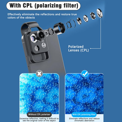 1 Piece Mobile Microscope for Smartphone Nano Zoom x200 for Handy Mini to Explore 200x Mini Microscope for Smartphone Camera Nano Zoom (Black with CPL)