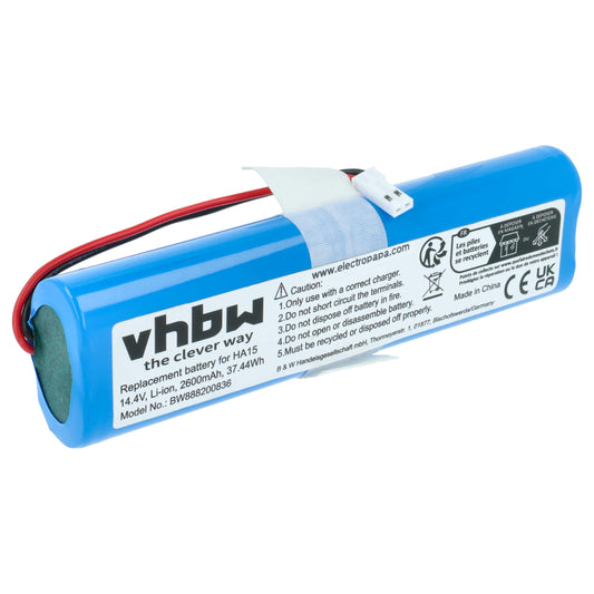 vhbw battery compatible with Medion MD 18500, 18501, 18600 vacuum cleaner Home Cleaner home robot (2600mAh, 14.4V, Li-Ion)