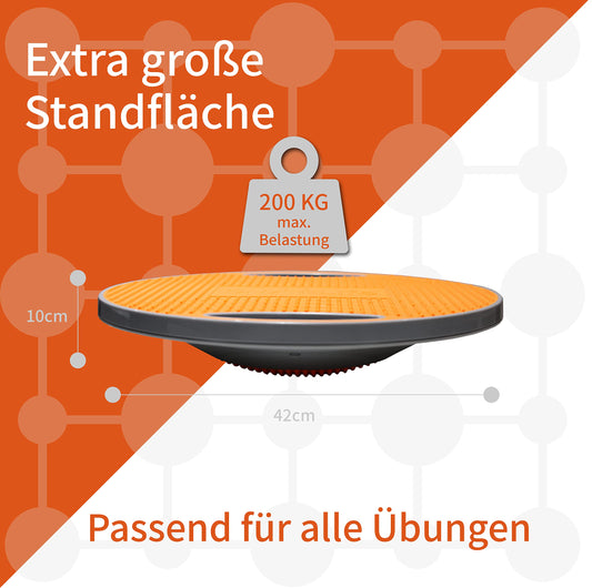 DH FitLife Balance Board, wobble board, balance pad with handles, extra large Ø 42cm, max. 200 KG, balance trainer, fitness balance board for adults & kids.