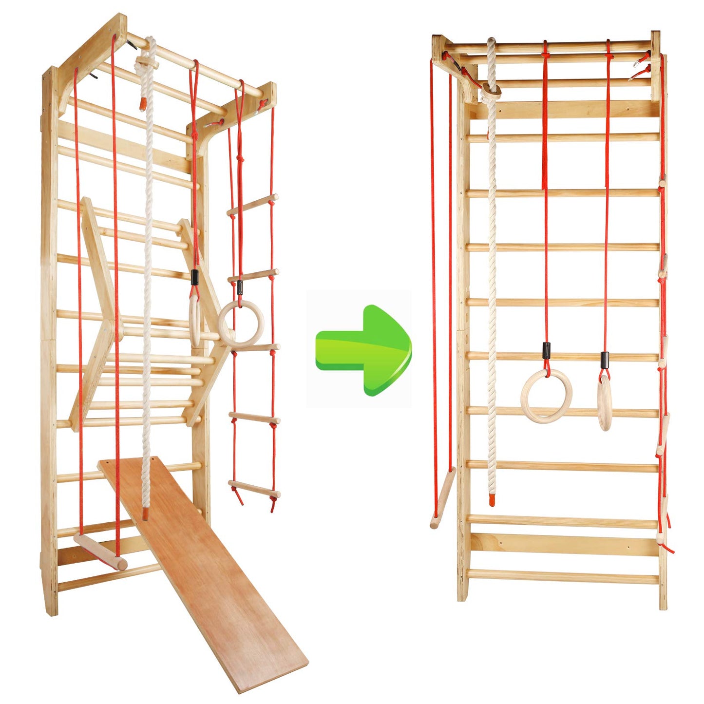 CCLIFE Sprout Wall Gym Climbing Frame Wooden Exercise Equipment Climbing Wall with Bar Fitness Kids Adult ZERO