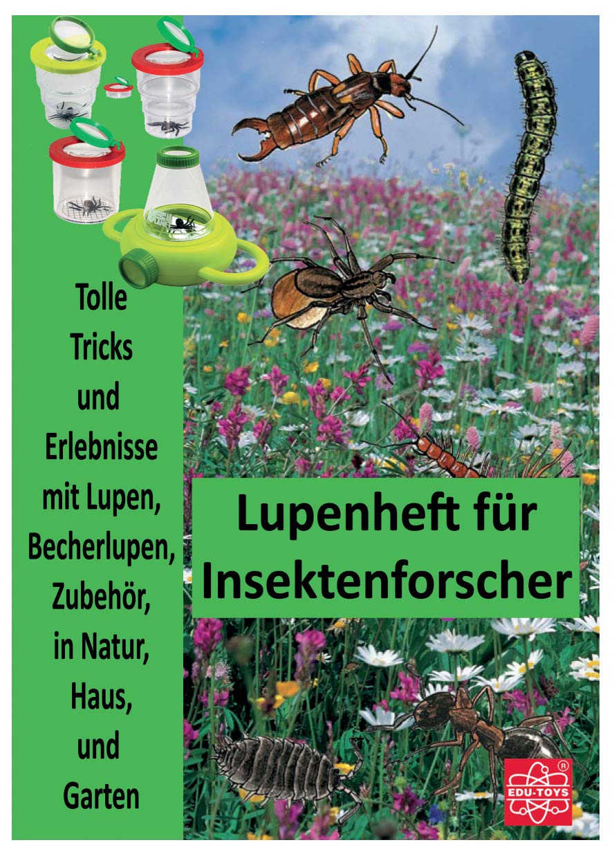 XL insect catching set 5 pieces storage box, net, magnifying glass, magnifying beaker, and 5x magnifying jar with magnifying booklet.