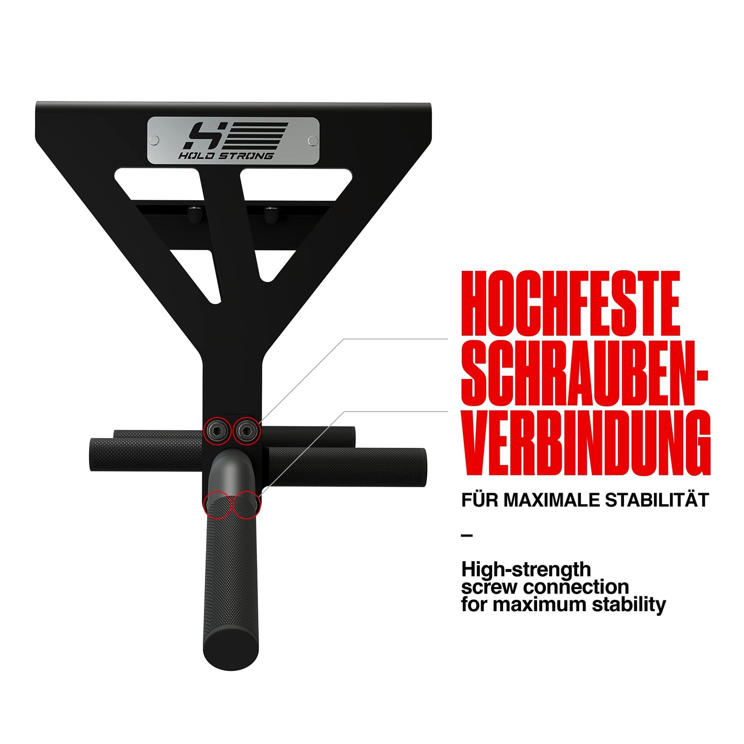 HOLD STRONG Fitness Pull-Up Bar for Ceiling Mount, HS-K-D6, Black, Studio Approved, 6 Non-Slip Grips, Pull Up Exercises & more, incl. E-Book & Mounting Material