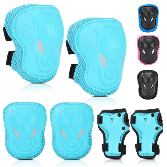 BURSUN Knee Pads for Kids, Adjustable Knee, Elbow, and Wrist Pads, Protective Gear Set for Inline Skating, Rollerblading, Skateboarding, and Roller Skating.