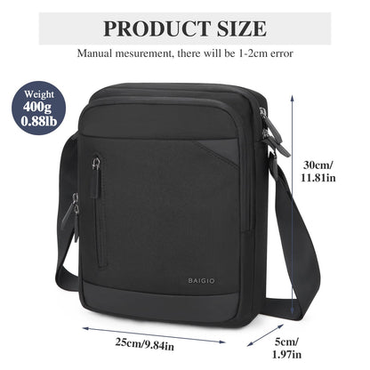 BAIGIO Men's Shoulder Bag for Tablet iPad up to 11 inches, Crossbody Bag for Men for Work Travel Everyday Life, Waterproof.