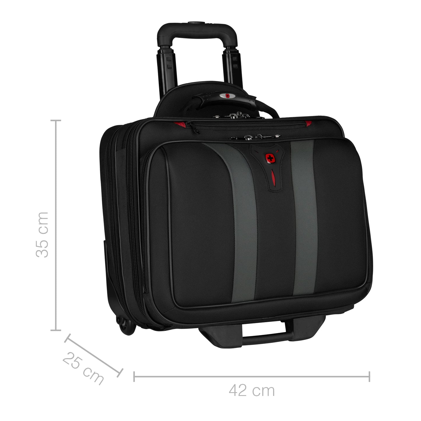 WENGER Granada Rolling Laptop Case, fits up to 15.6 inch notebook, 29L, for men and women, office, business, school, black, 600659.